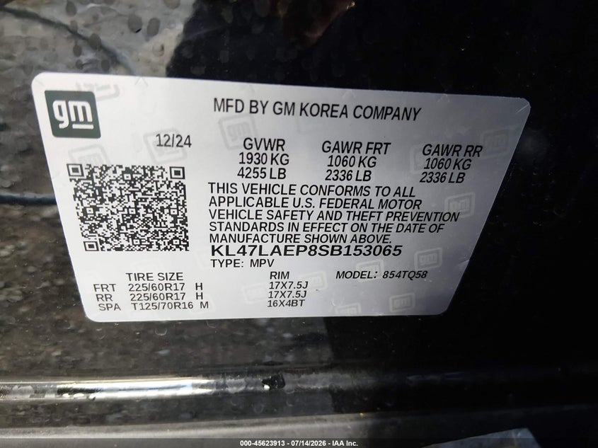 2025 Buick Envista Preferred Fwd VIN: KL47LAEP8SB153065 Lot: 45623913