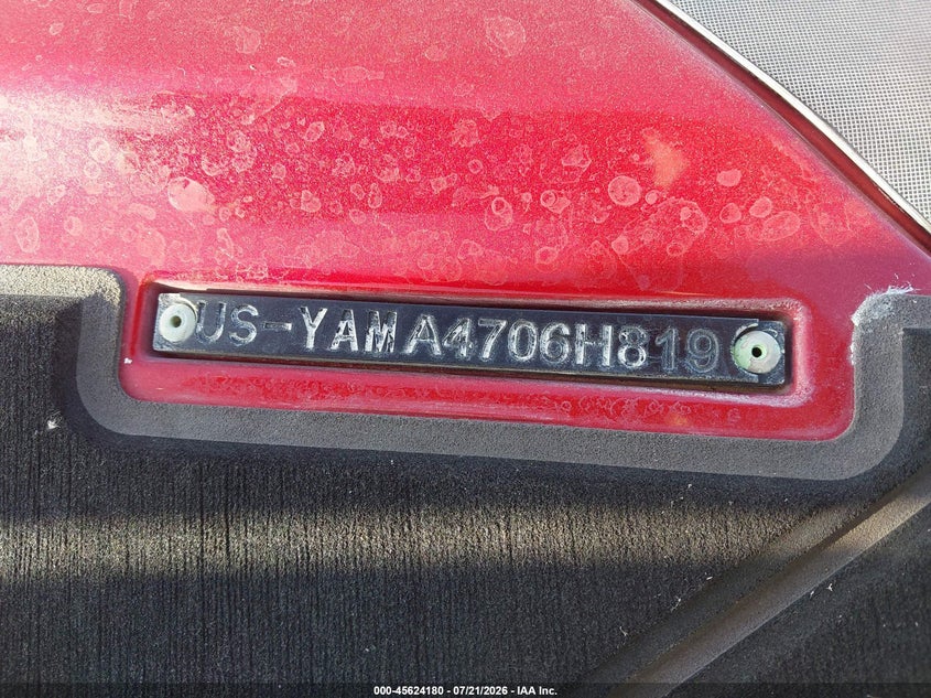 2019 Yamaha Vx Limited VIN: 00000YAMA4706H819 Lot: 45624180