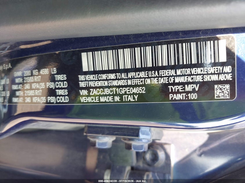 2016 Jeep Renegade Trailhawk VIN: ZACCJBCT1GPE04652 Lot: 45624339