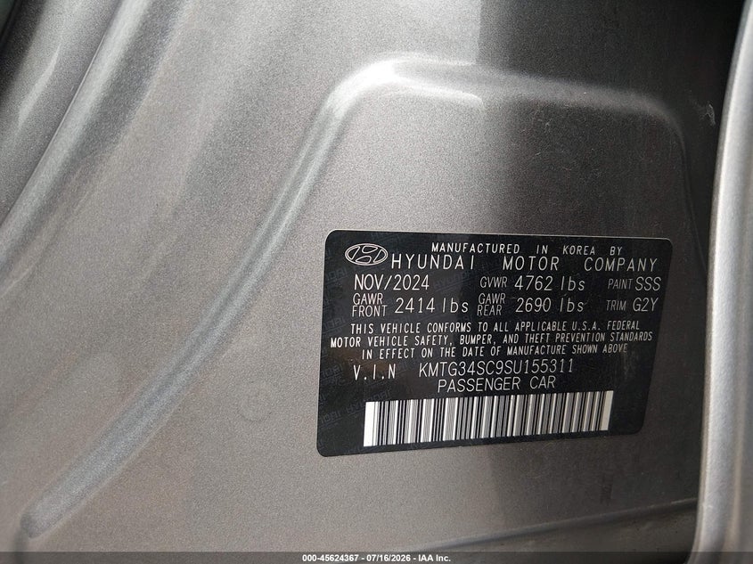 2025 Genesis G70 2.5T Rwd VIN: KMTG34SC9SU155311 Lot: 45624367
