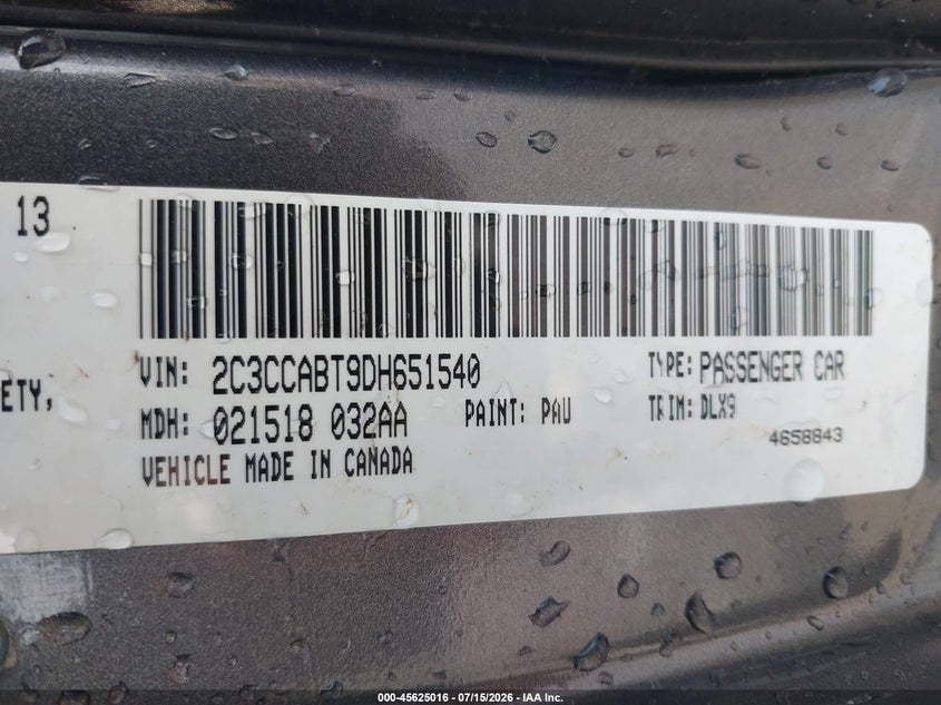 2013 Chrysler 300 300S VIN: 2C3CCABT9DH651540 Lot: 45625016