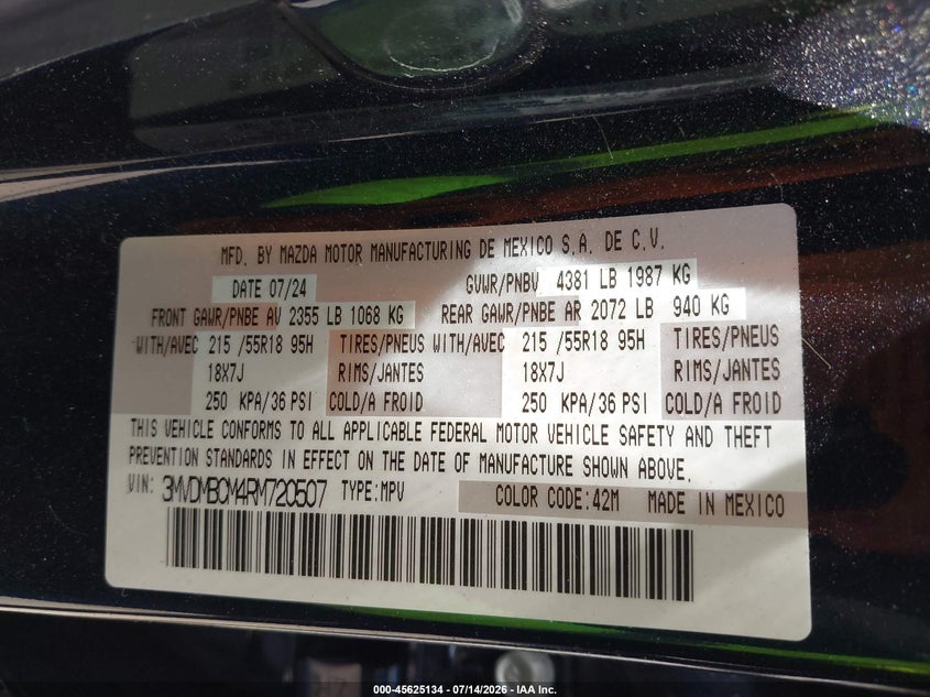 2024 Mazda Cx-30 2.5 S Preferred Package VIN: 3MVDMBCM4RM720507 Lot: 45625134