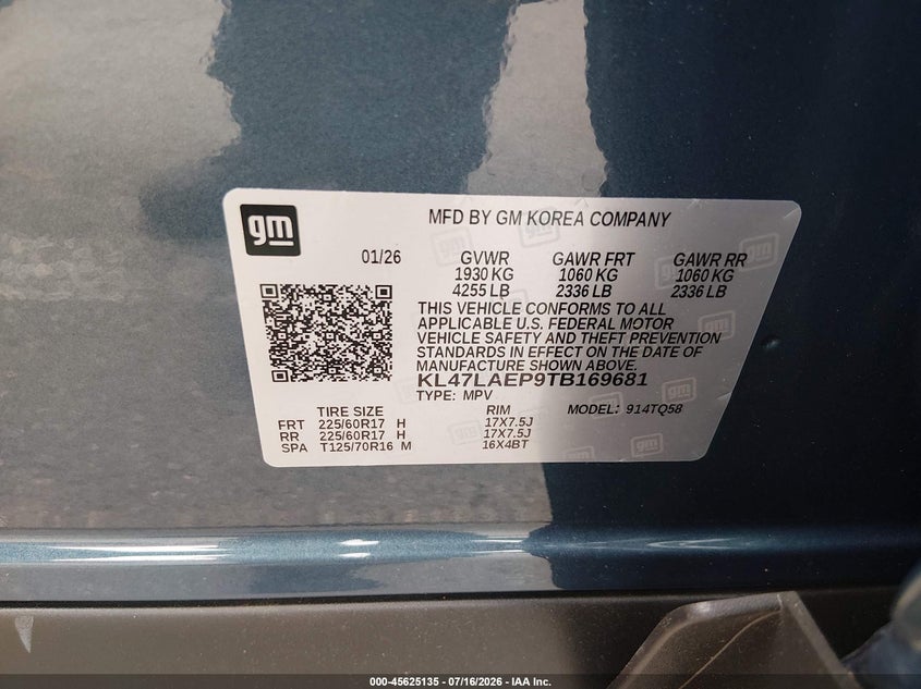 2026 Buick Envista Preferred Fwd VIN: KL47LAEP9TB169681 Lot: 45625135