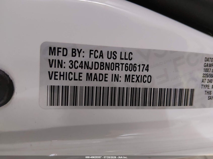 2024 Jeep Compass Latitude 4X4 VIN: 3C4NJDBN0RT606174 Lot: 45625357