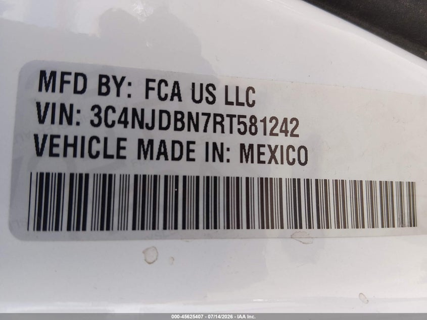 2024 Jeep Compass Latitude 4X4 VIN: 3C4NJDBN7RT581242 Lot: 45625407