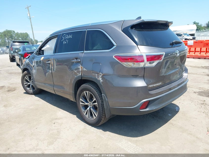 Vin: 5tdjkrfh4gs265446, lot: 46123947, toyota highlander xle v6 20163