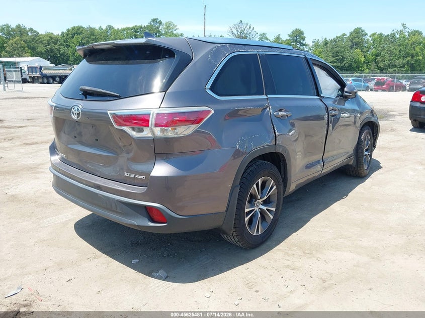 Vin: 5tdjkrfh4gs265446, lot: 46123947, toyota highlander xle v6 20164