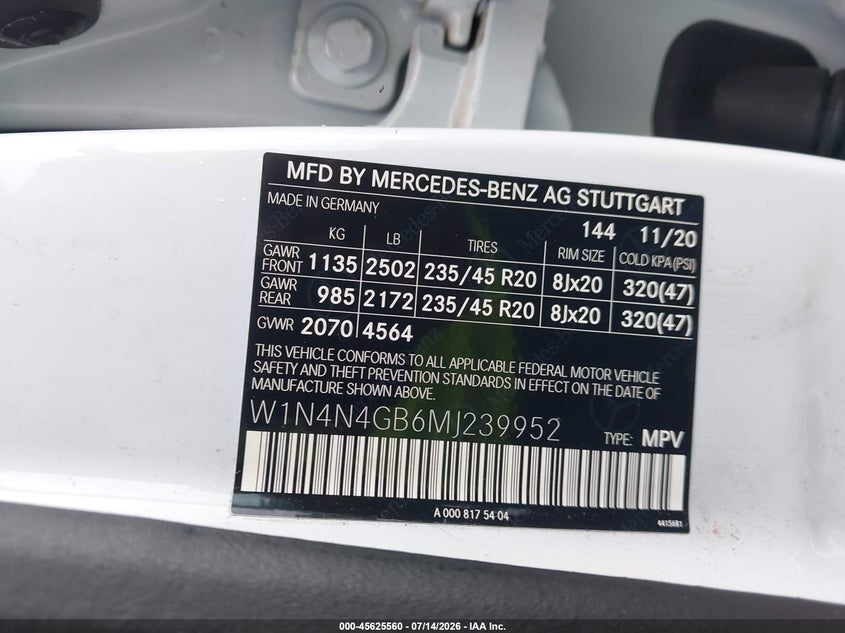 2021 Mercedes-Benz Gla 250 VIN: W1N4N4GB6MJ239952 Lot: 45625560