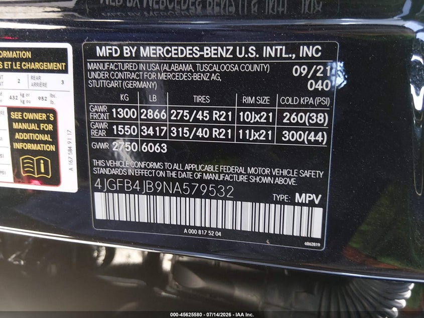 2022 Mercedes-Benz Gle 350 VIN: 4JGFB4JB9NA579532 Lot: 45625580
