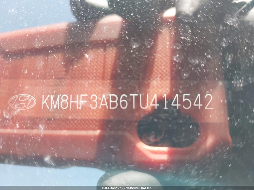 2026 Hyundai Kona Sel Sport VIN: KM8HF3AB6TU414542 Lot: 45626107