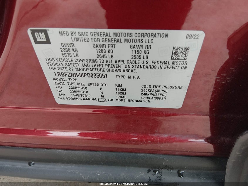 2023 Buick Envision Essence Fwd VIN: LRBFZNR48PD035051 Lot: 45626211