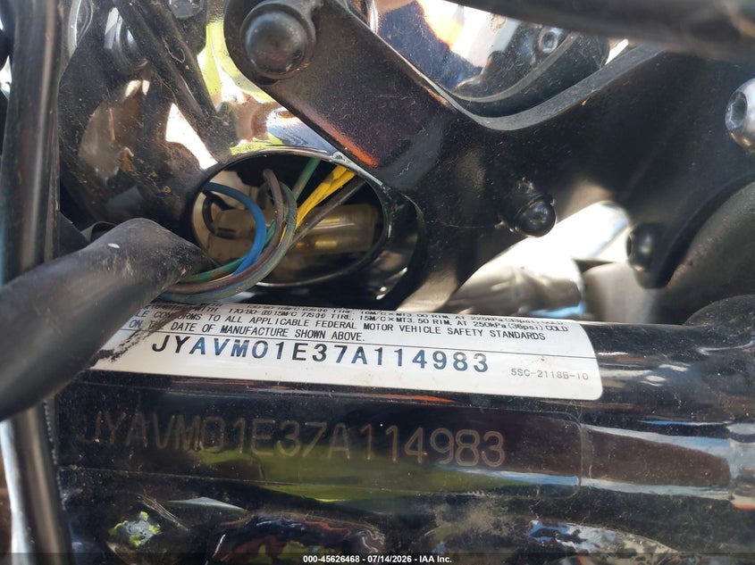 2007 Yamaha Xvs650 VIN: JYAVM01E37A114983 Lot: 45626468