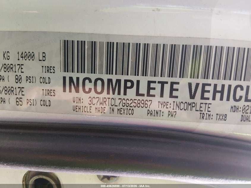 2016 RAM 3500 CHASSIS auction photo 8