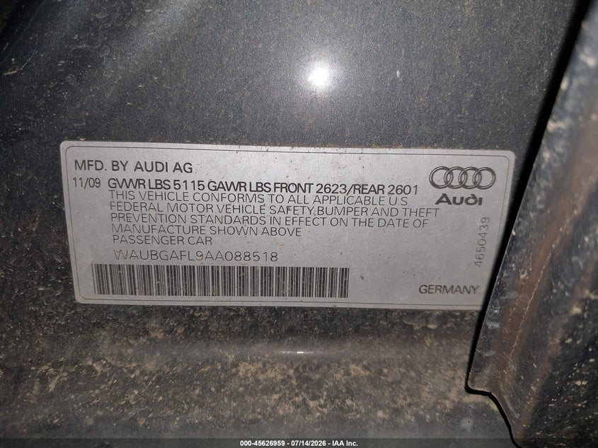 2010 Audi S4 3.0 Premium Plus VIN: WAUBGAFL9AA088518 Lot: 45626959