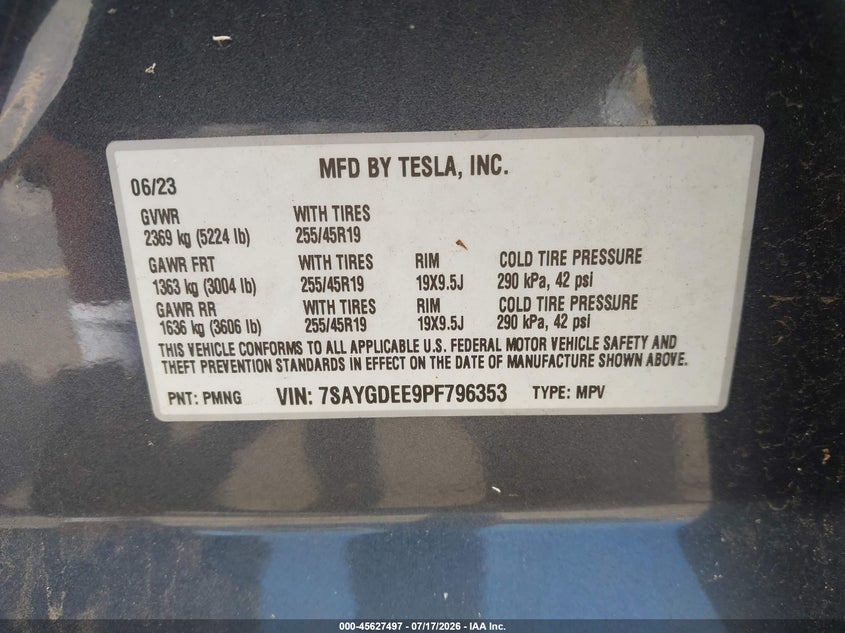 2023 TESLA MODEL Y SPORT UTILITY VEHICLE ELECTRIC