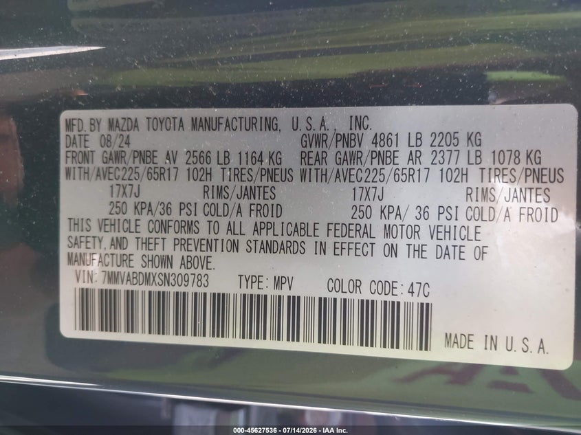 2025 Mazda Cx-50 2.5 S Premium Package VIN: 7MMVABDMXSN309783 Lot: 45627536