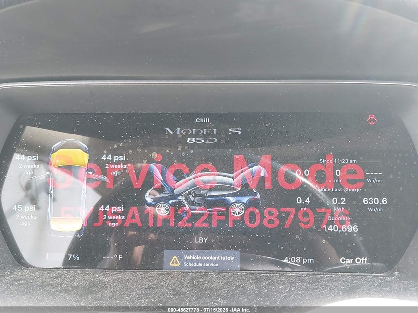 2015 Tesla Model S 70D/85D/P85D VIN: 5YJSA1H22FF087976 Lot: 45627778