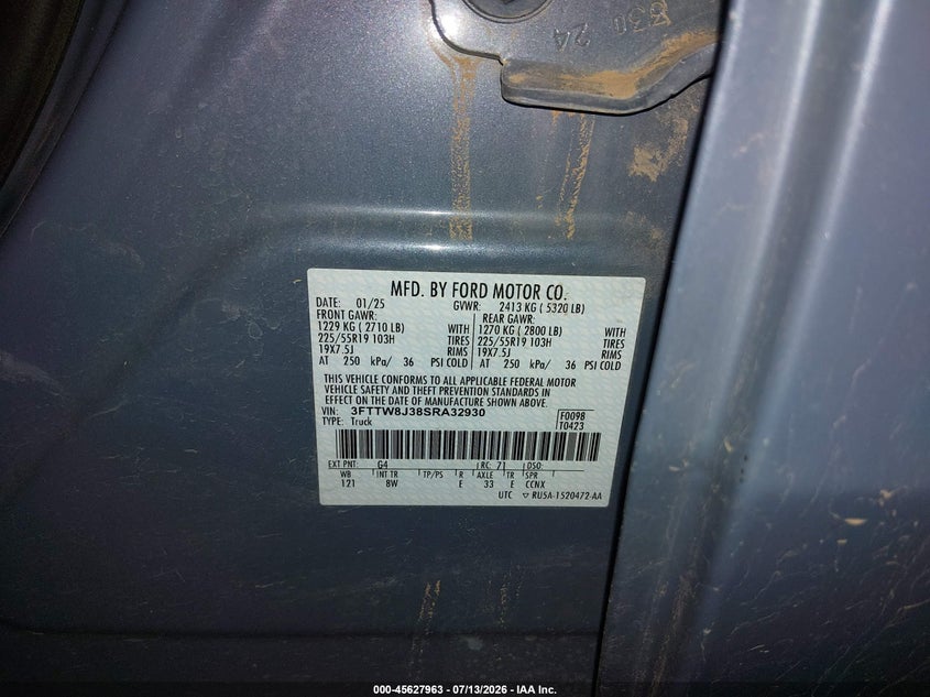 2025 Ford Maverick Xlt VIN: 3FTTW8J38SRA32930 Lot: 45627963