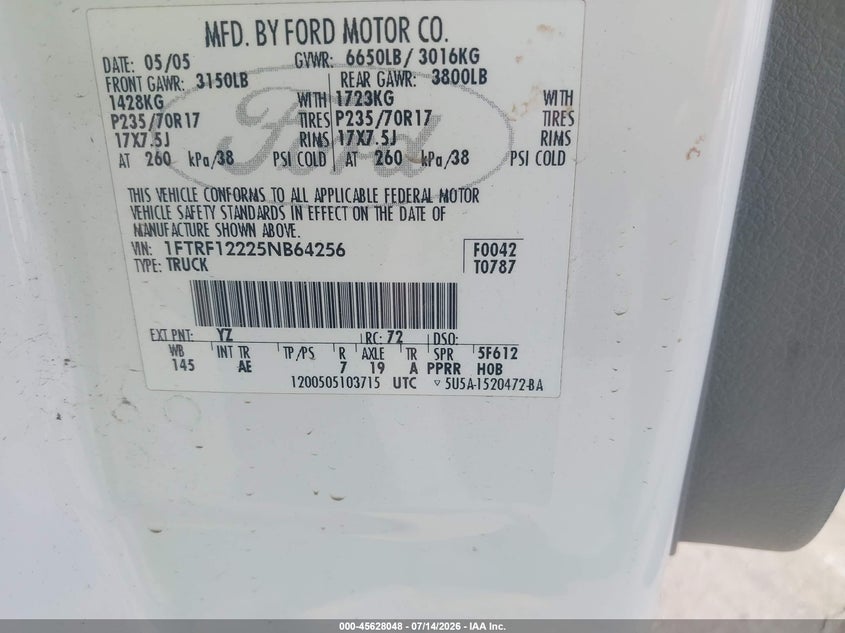 2005 FORD F-150 TRUCK 4.2L V-6 202HP