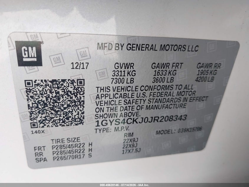 2018 Cadillac Escalade Premium Luxury VIN: 1GYS4CKJ0JR208343 Lot: 45628146