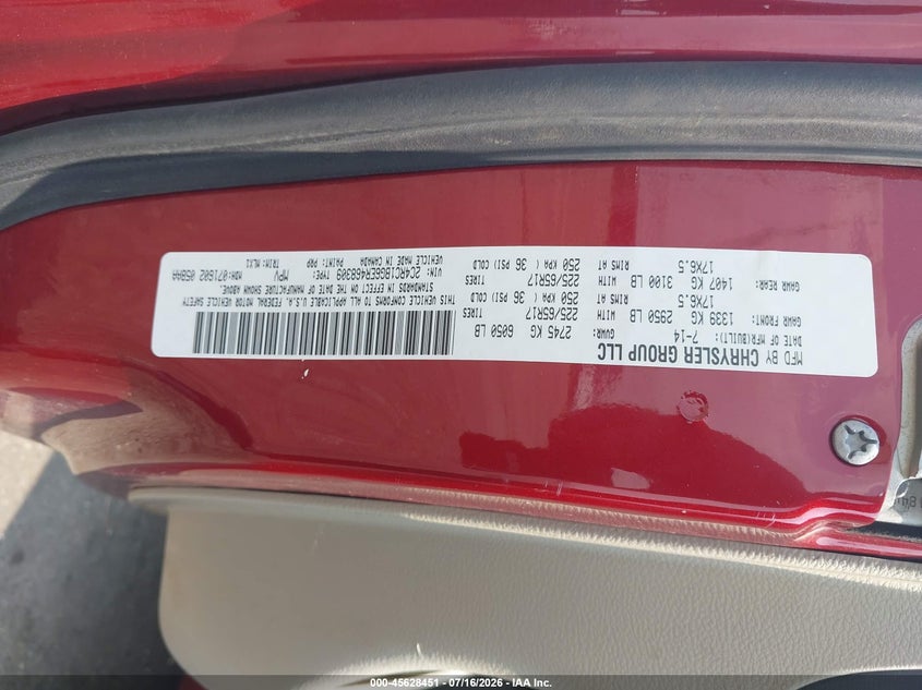 2014 Chrysler Town & Country Touring VIN: 2C4RC1BG6ER468309 Lot: 45628451