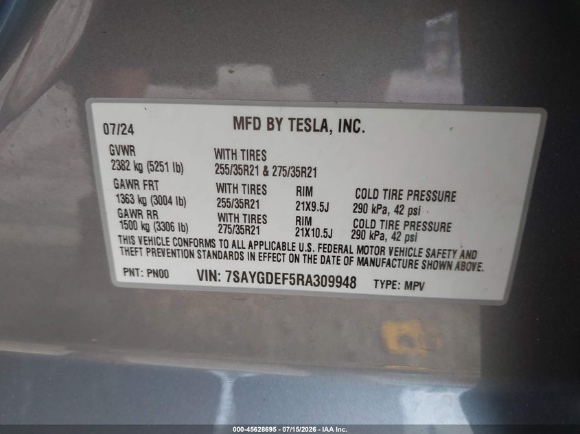 2024 TESLA MODEL Y SPORT UTILITY VEHICLE ELECTRIC