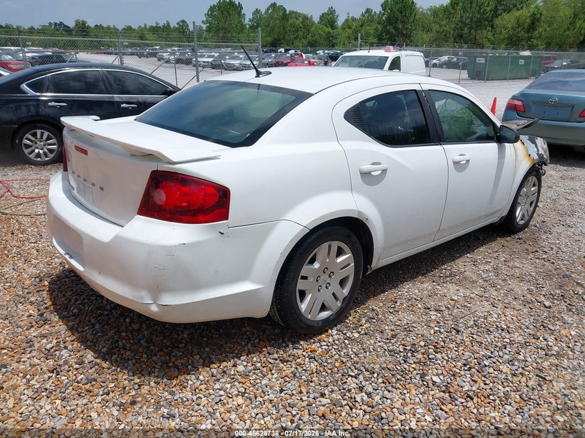 Vin: 1c3cdzab1dn537415, lot: 46127204, dodge avenger se 20134