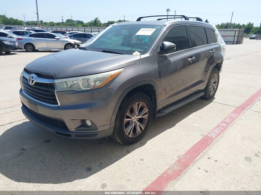 Vin: 5tdkkrfh9fs074625, lot: 46127560, toyota highlander xle v6 20152
