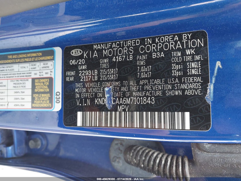 2021 Kia Seltos Lx VIN: KNDEPCAA6M7101843 Lot: 45629308