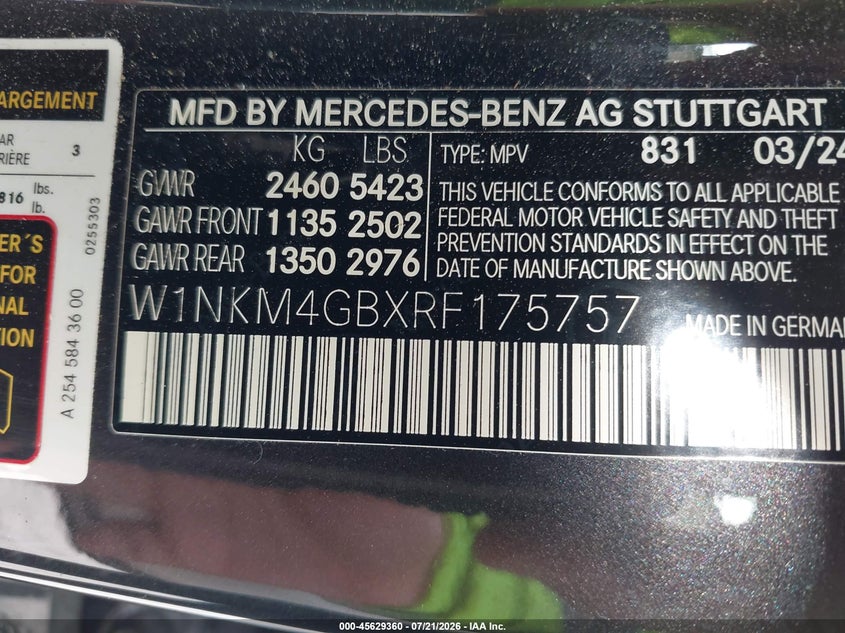 2024 Mercedes-Benz Glc 300 Suv VIN: W1NKM4GBXRF175757 Lot: 45629360