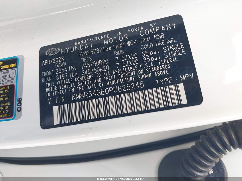 2023 Hyundai Palisade Xrt VIN: KM8R34GE0PU625245 Lot: 45629479