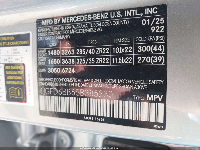 2025 Mercedes-Benz Amg Gle 53 Coupe 4Matic+ VIN: 4JGFD6BB6SB385230 Lot: 45629979