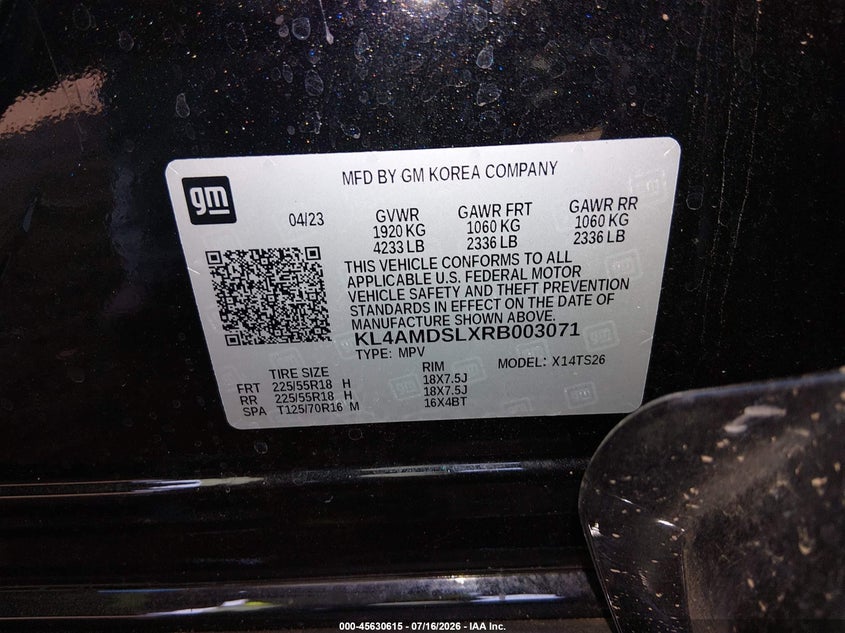 2024 Buick Encore Gx Sport Touring Fwd VIN: KL4AMDSLXRB003071 Lot: 45630615
