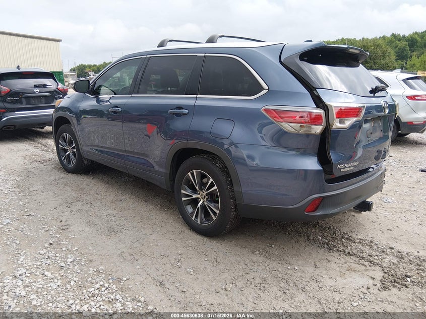 Vin: 5tdkkrfh5gs127998, lot: 46129104, toyota highlander xle v6 20163