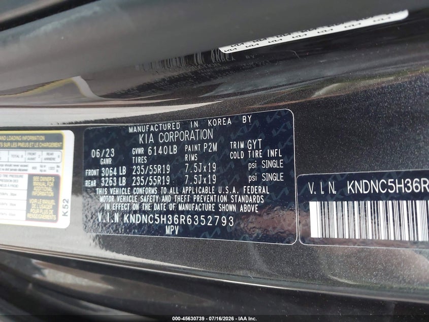 2024 Kia Carnival Mpv Ex VIN: KNDNC5H36R6352793 Lot: 45630739