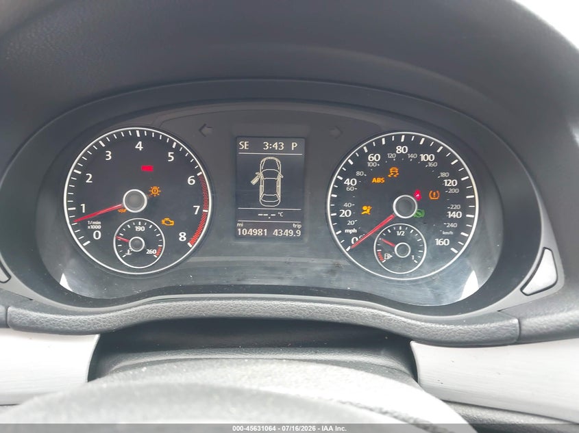 2013 Volkswagen Passat 2.5L Se VIN: 1VWBH7A34DC094274 Lot: 45631064