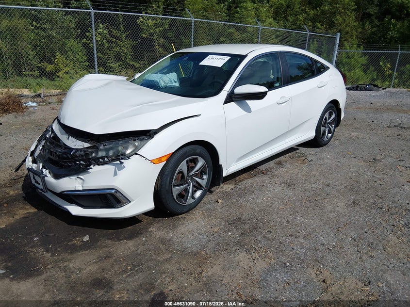 2019 Honda Civic, Front End, IAAI, VIN 19XFC2F80KE0D7436 — photo 2