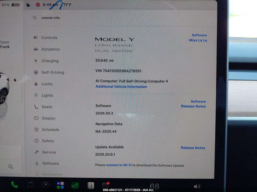 2024 Tesla Model Y Long Range Dual Motor All-Wheel Drive VIN: 7SAYGDEE9RA278551 Lot: 45631121