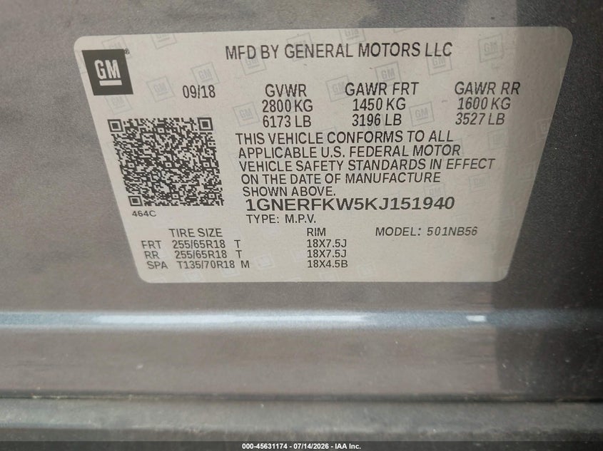 2019 Chevrolet Traverse Ls VIN: 1GNERFKW5KJ151940 Lot: 45631174