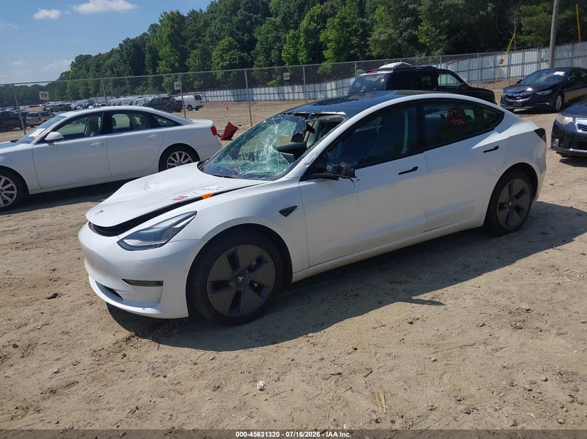 2022 Tesla Model 3, Стихия, IAAI, VIN 5YJ3E1EB1NF104312 — фото 2