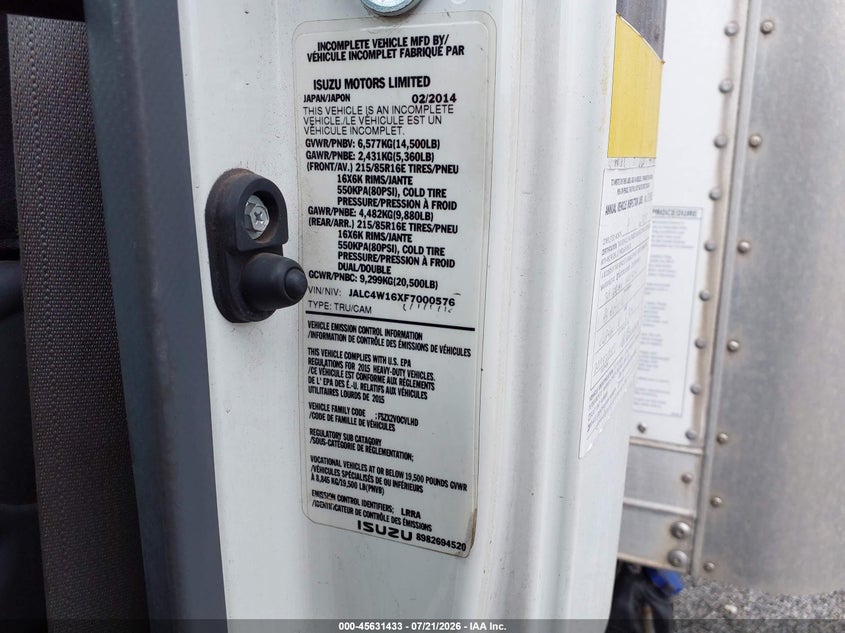 2015 ISUZU NPR DSL REG AT auction photo 8