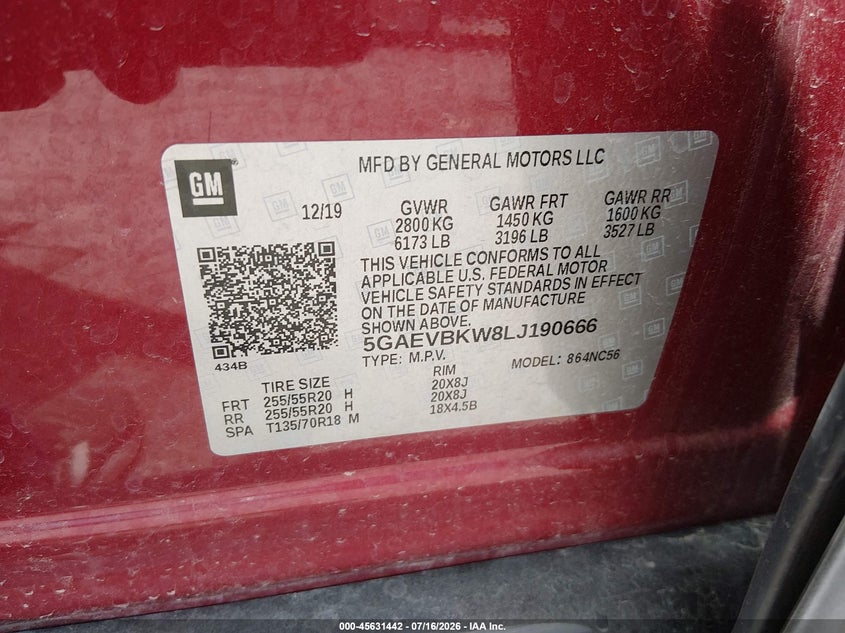 2020 Buick Enclave Awd Premium VIN: 5GAEVBKW8LJ190666 Lot: 45631442