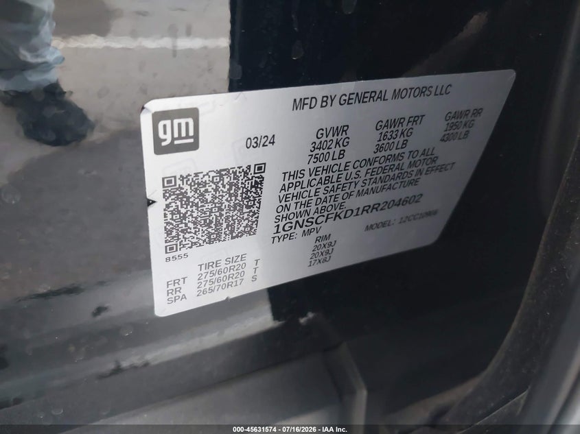 2024 Chevrolet Suburban 2Wd Premier VIN: 1GNSCFKD1RR204602 Lot: 45631574