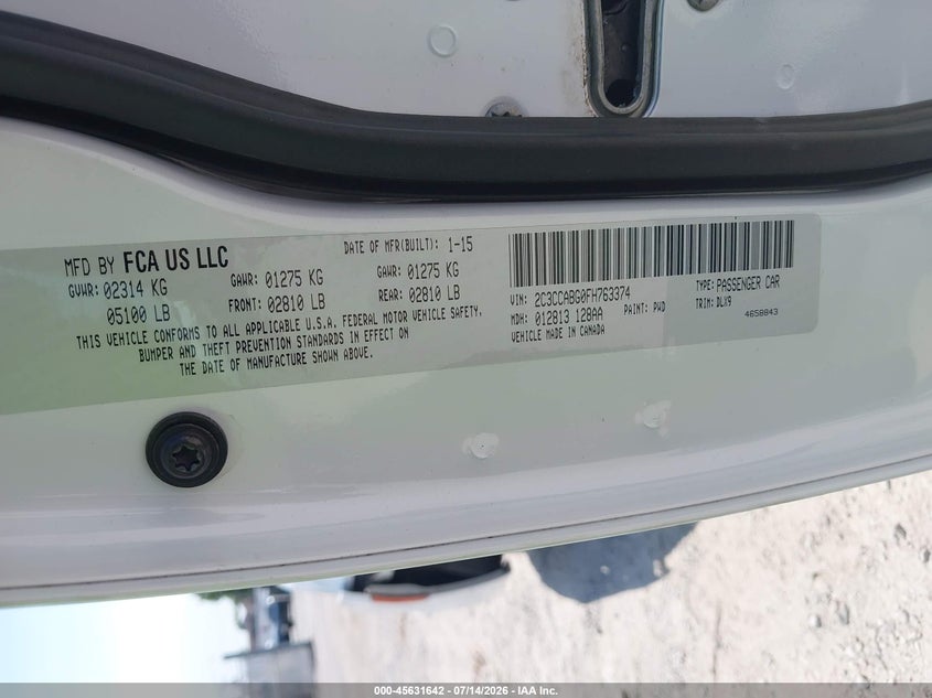 2015 Chrysler 300 300S VIN: 2C3CCABG0FH763374 Lot: 45631642