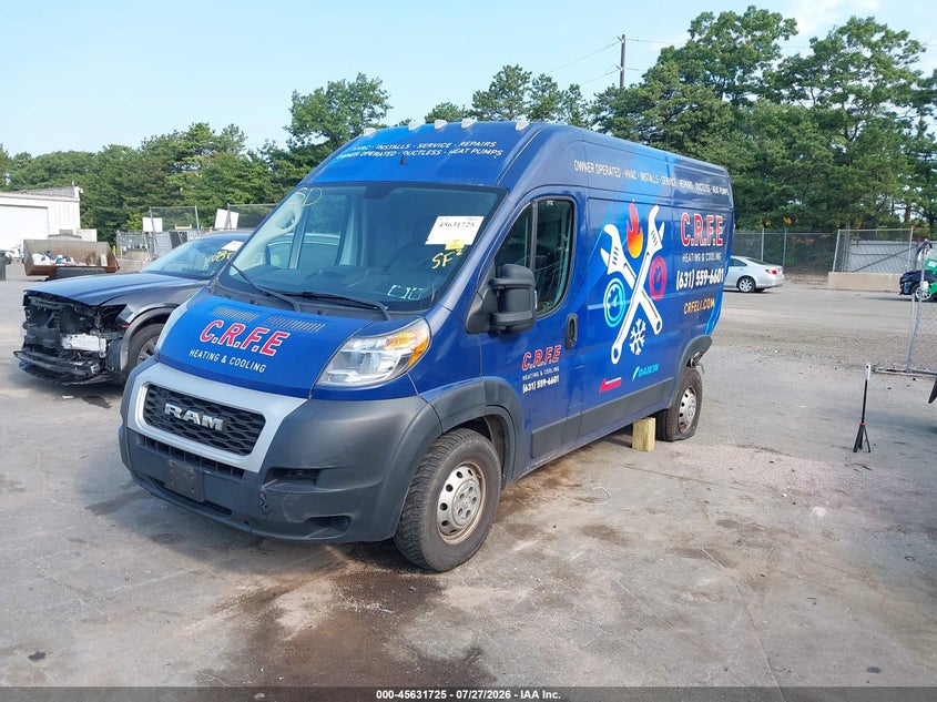 Vin: 3c6trvbg2ke518736, lot: 46130190, ram promaster 1500 high roof 136 wb 20192