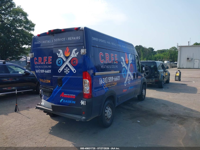 Vin: 3c6trvbg2ke518736, lot: 46130190, ram promaster 1500 high roof 136 wb 20194