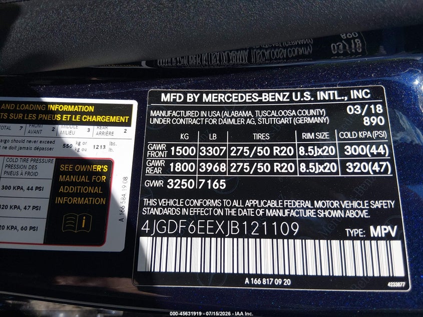 2018 Mercedes-Benz Gls 450 4Matic VIN: 4JGDF6EEXJB121109 Lot: 45631919