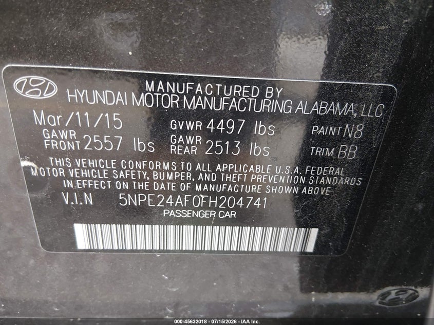 2015 HYUNDAI SONATA SE · Фото 9