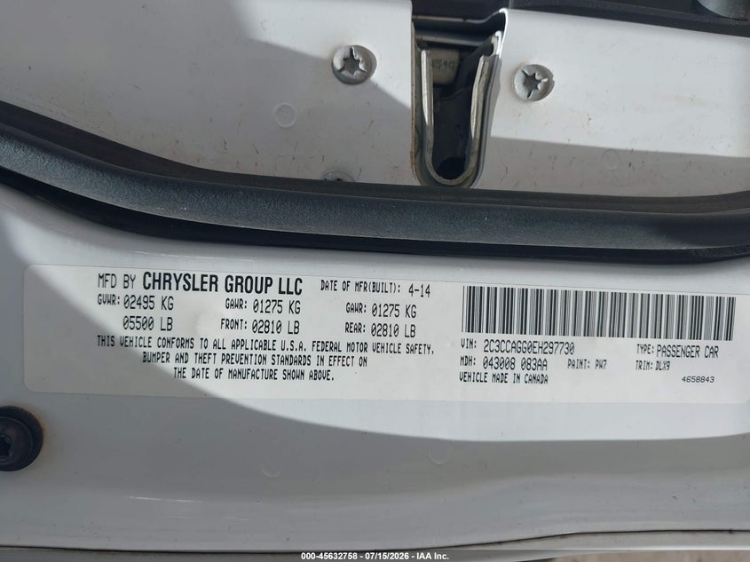 2014 Chrysler 300 300S VIN: 2C3CCAGG0EH297730 Lot: 45632758