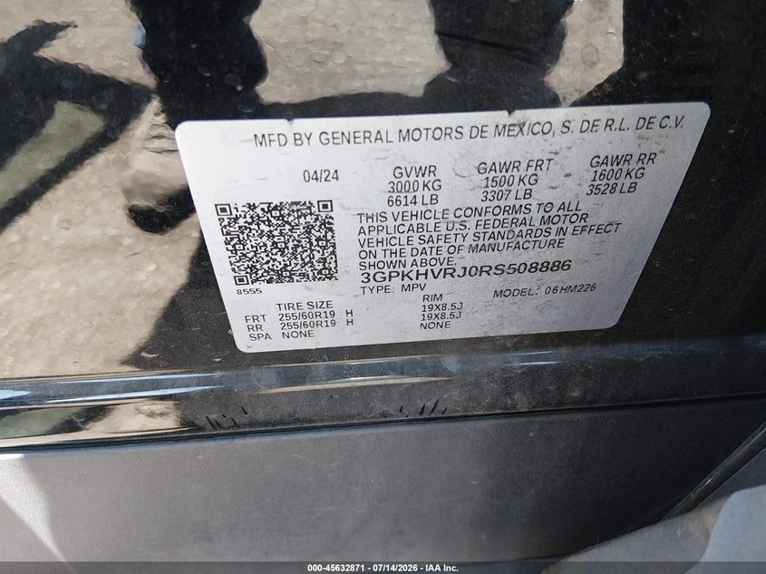 2024 Honda Prologue Ex VIN: 3GPKHVRJ0RS508886 Lot: 45632871